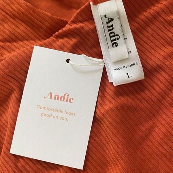 Andie The Asbury Ribed One Piece Swimsuit High neck Adjustable straps Size L NWT - Picture 5 of 9